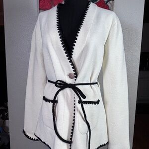 NVLT Ivory Cardigan with Dark Accents
